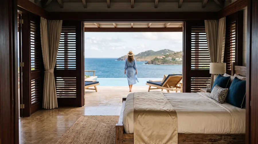 Ein Schlafzimmer der Villa Anse