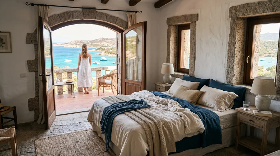 Ein Schlafzimmer der Villa Granito