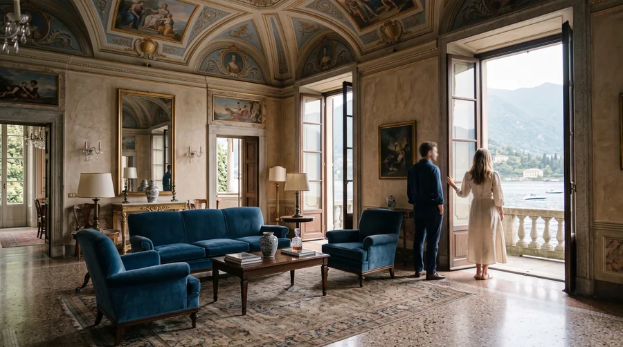 Der Wohnraum der Villa Lariana