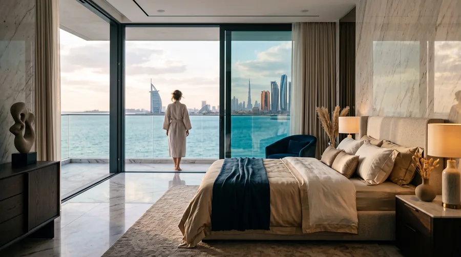 Ein Schlafzimmer der The Palm Residence