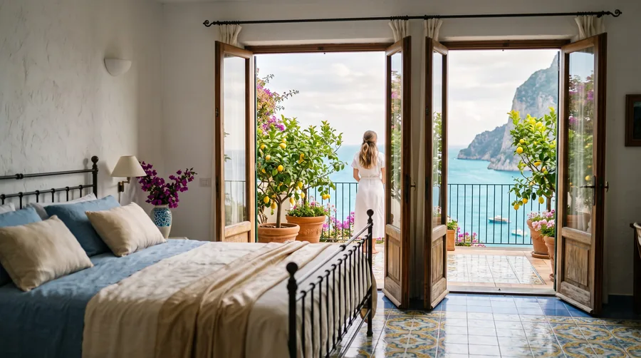 Ein Schlafzimmer der Villa Sirena
